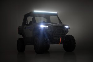 Polaris Xpedition ADV-5 Light Mount - Front - Rough Country - Single Row Light | Black Series - Black - 2024+